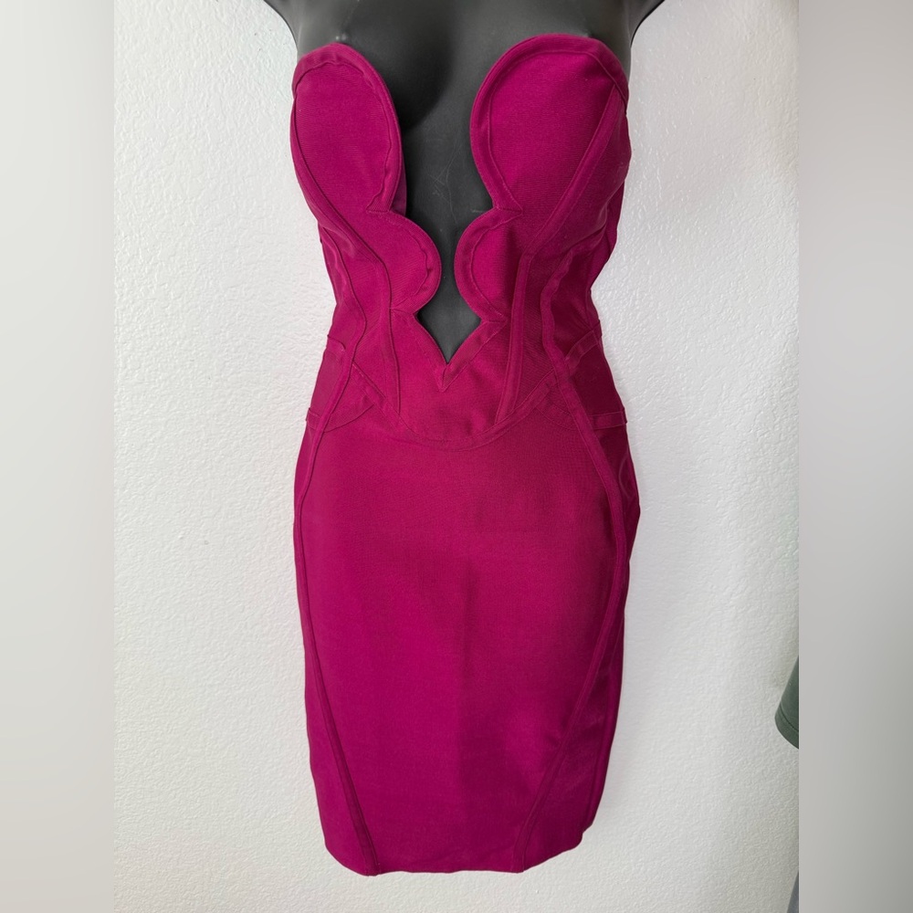 Fashion Nova Strapless Fuchsia Dress